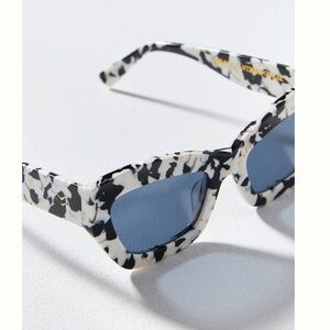 Anthropologie Sunglasses I-SEA Blocked Black and White Blue Lens Glasses NEW